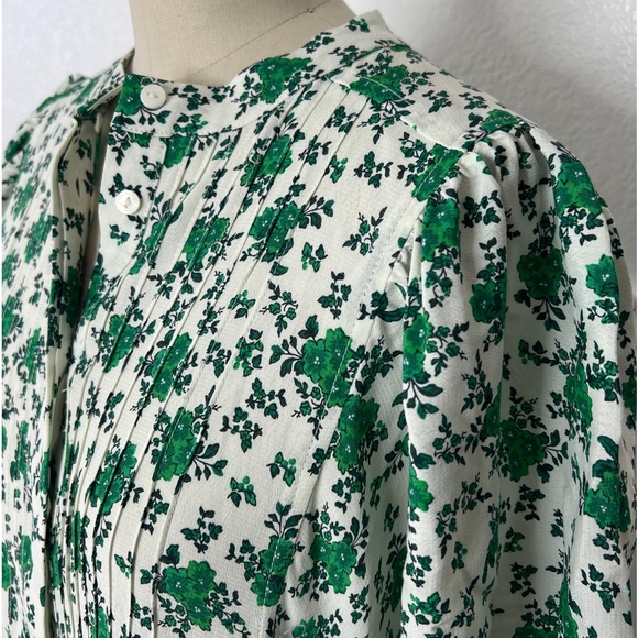 New ZARA green white floral maxi prairie boho tea dress S - Picture 4 of 9